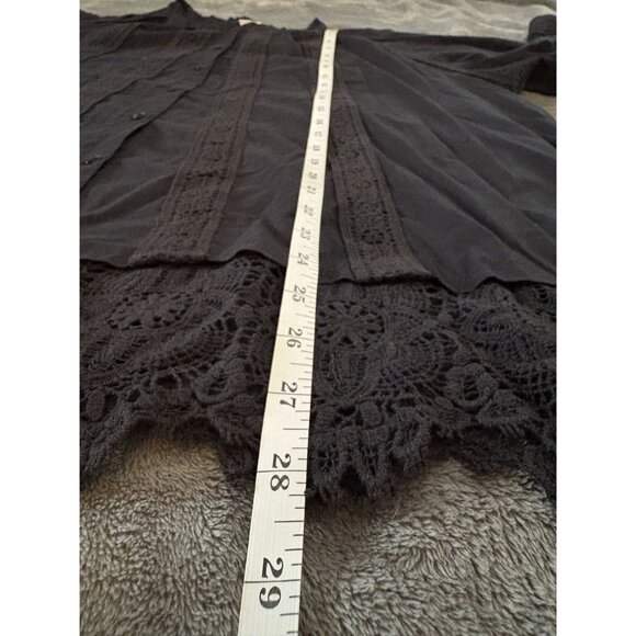 LOGO Lavish Women's Bohemian Peasant Lace Trim Blouse XL Button Front Boho - Picture 11 of 11